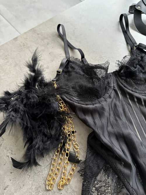 Body Plume Noire - AmorosaBoutique