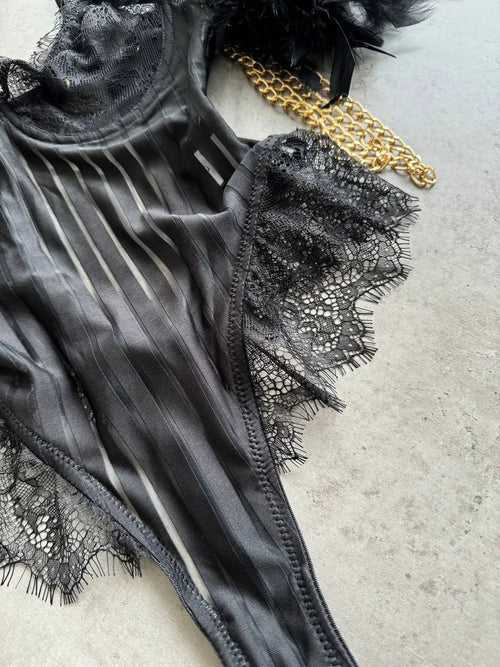 Body Plume Noire - AmorosaBoutique