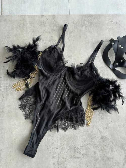 Body Plume Noire - AmorosaBoutique